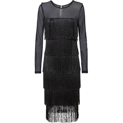 bonprix Mini šaty zo vzdušnej sieťoviny so strapcami 32/34 female bonprix Mini šaty zo vzdušnej sieťoviny so strapcami 32/34 female