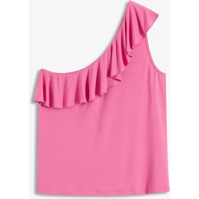 bonprix Top na jedno ramienko s volánom z jemného viskózového mixu 40/42 female bonprix Top na jedno ramienko s volánom z jemného viskózového mixu 40/42 female