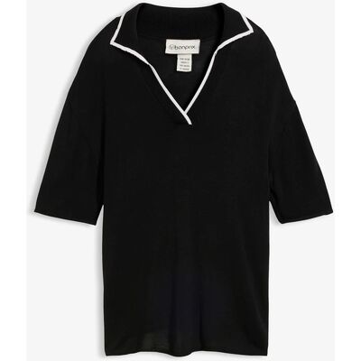 bonprix Pletené polo tričko z viskózového mixu 40/42 female bonprix Pletené polo tričko z viskózového mixu 40/42 female