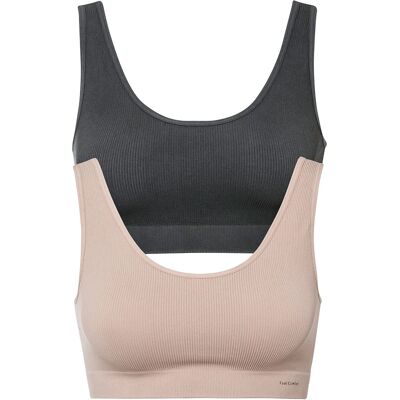 bonprix Vrúbkovaná podprsenka, bezšvíková, Feel Comfort (2 ks v balení) L female bonprix Vrúbkovaná podprsenka, bezšvíková, Feel Comfort (2 ks v balení) L female