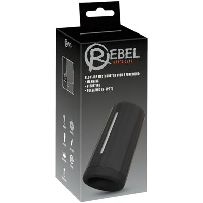 Rebel - masturbačný prístroj s 3 funkciami - čierny, nabíjateľný Rebel - masturbačný prístroj s 3 funkciami - čierny, nabíjateľný