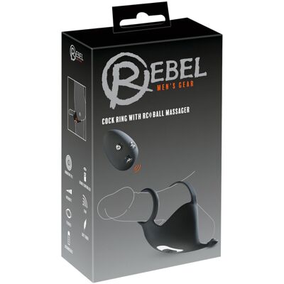 Rebel - vibračný krúžok na penis a semenníky - dobíjací - čierny Rebel - vibračný krúžok na penis a semenníky - dobíjací - čierny