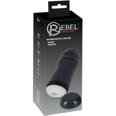Rebel - masturbátor s vibráciou a saním - čierny Rebel - masturbátor s vibráciou a saním - čierny