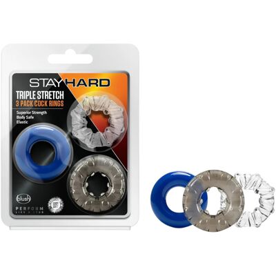 blush Stay Hard - sada erekčných krúžkov - 3 ks - farebné blush Stay Hard - sada erekčných krúžkov - 3 ks - farebné