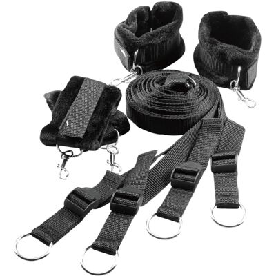 Dream Toys Dreamtoys Blaze - posteľný fixačný bondage set (čierny) Dream Toys Dreamtoys Blaze - posteľný fixačný bondage set (čierny)