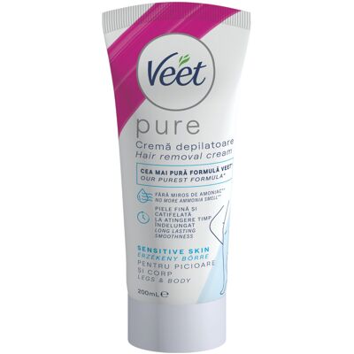 Veet Pure - krém na depiláciu nôh a tela - na citlivú pokožku (200 ml) Veet Pure - krém na depiláciu nôh a tela - na citlivú pokožku (200 ml)