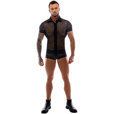 Svenjoyment - pánska čipkovaná košeľa (čierna) - XL Svenjoyment - pánska čipkovaná košeľa (čierna) - XL