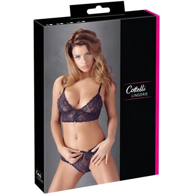 Cottelli - dámska čipkovaná podprsenka set - kvetinový vzor - fialová - M Cottelli - dámska čipkovaná podprsenka set - kvetinový vzor - fialová - M