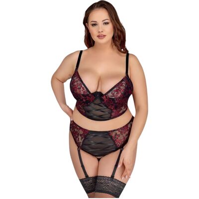 Cottelli - plus size erotická súprava - podprsenka a nohavičky - červená Cottelli - plus size erotická súprava - podprsenka a nohavičky - červená