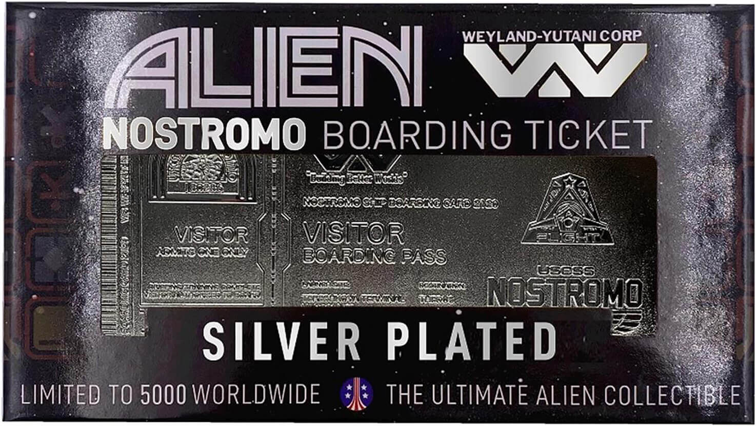 Fanattik Alien Silver Plated Limited Edition Nostromo Boarding Ticket Fanattik Alien Silver Plated Limited Edition Nostromo Boarding Ticket