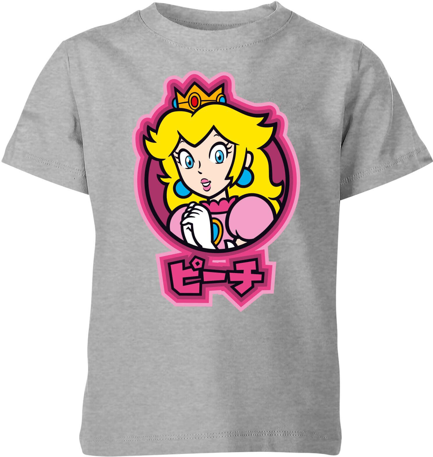 Nintendo Super Mario Peach Kanji Kid's T-Shirt - Grey - 11-12 Years - Grey Nintendo Super Mario Peach Kanji Kid's T-Shirt - Grey - 11-12 Years - Grey