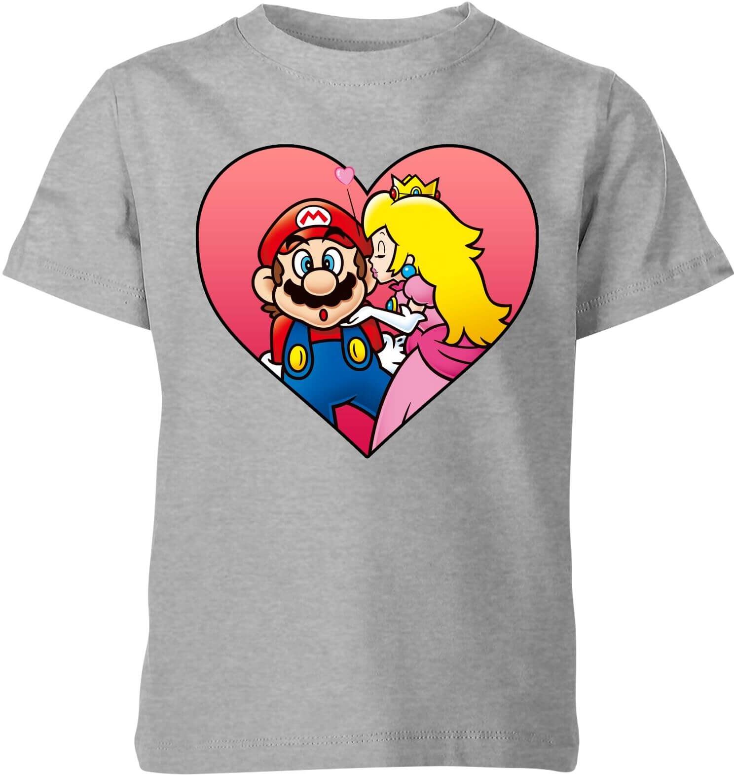Nintendo Super Mario Peach Kiss Kid's T-Shirt - Grey - 9-10 Years - Grey Nintendo Super Mario Peach Kiss Kid's T-Shirt - Grey - 9-10 Years - Grey