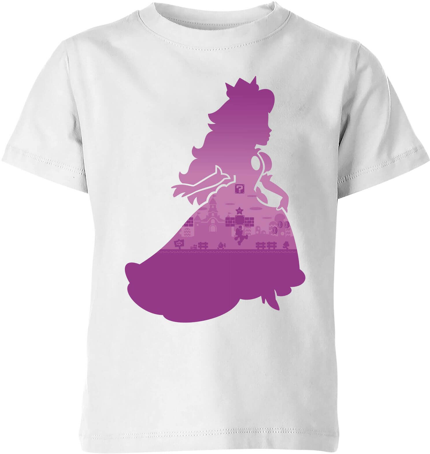 Nintendo Super Mario Peach Silhouette Kid's T-Shirt - White - 11-12 Years - White Nintendo Super Mario Peach Silhouette Kid's T-Shirt - White - 11-12 Years - White