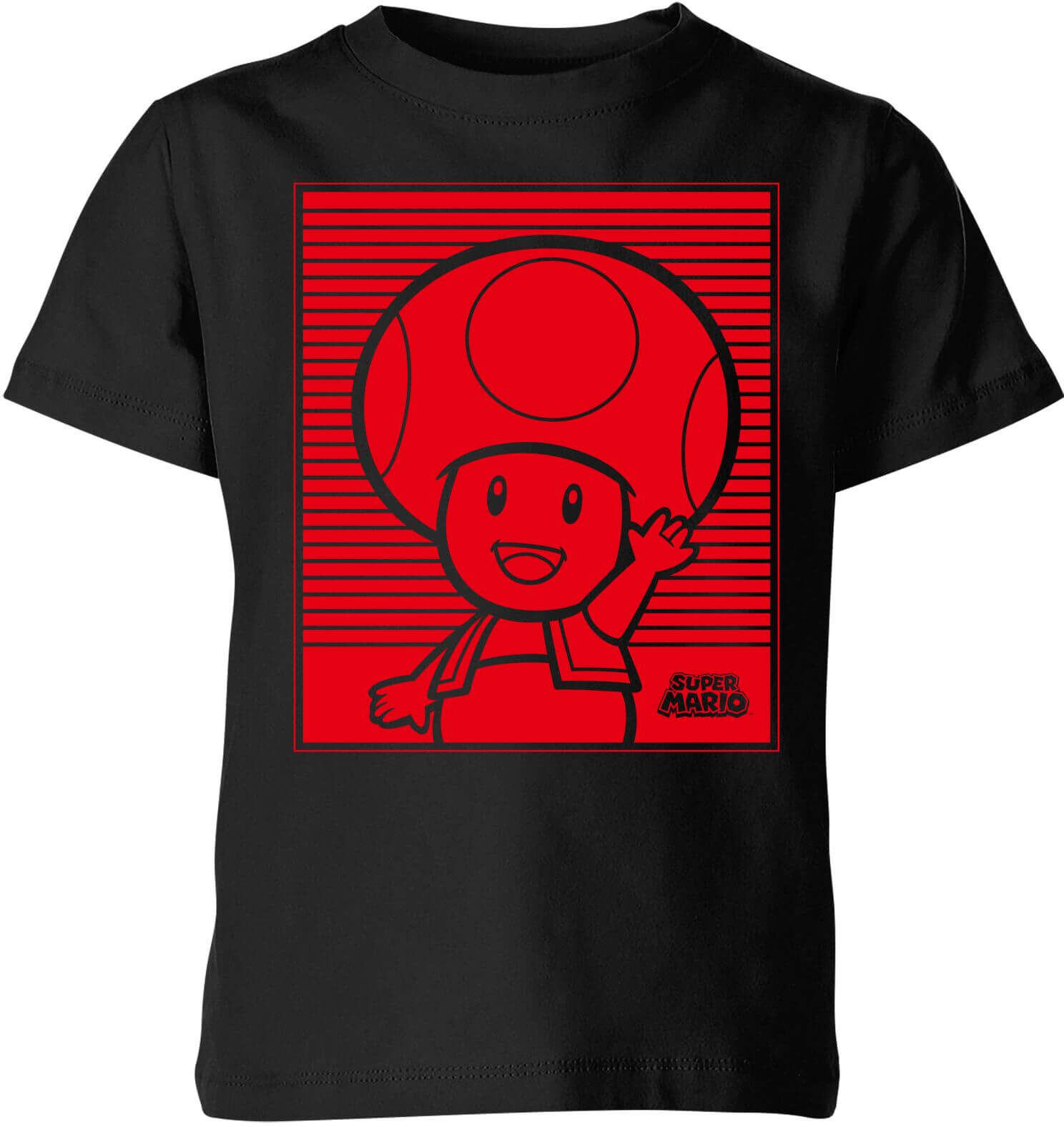Nintendo Super Mario Toad Retro Line Art Kid's T-Shirt - Black - 9-10 Years - Black Nintendo Super Mario Toad Retro Line Art Kid's T-Shirt - Black - 9-10 Years - Black