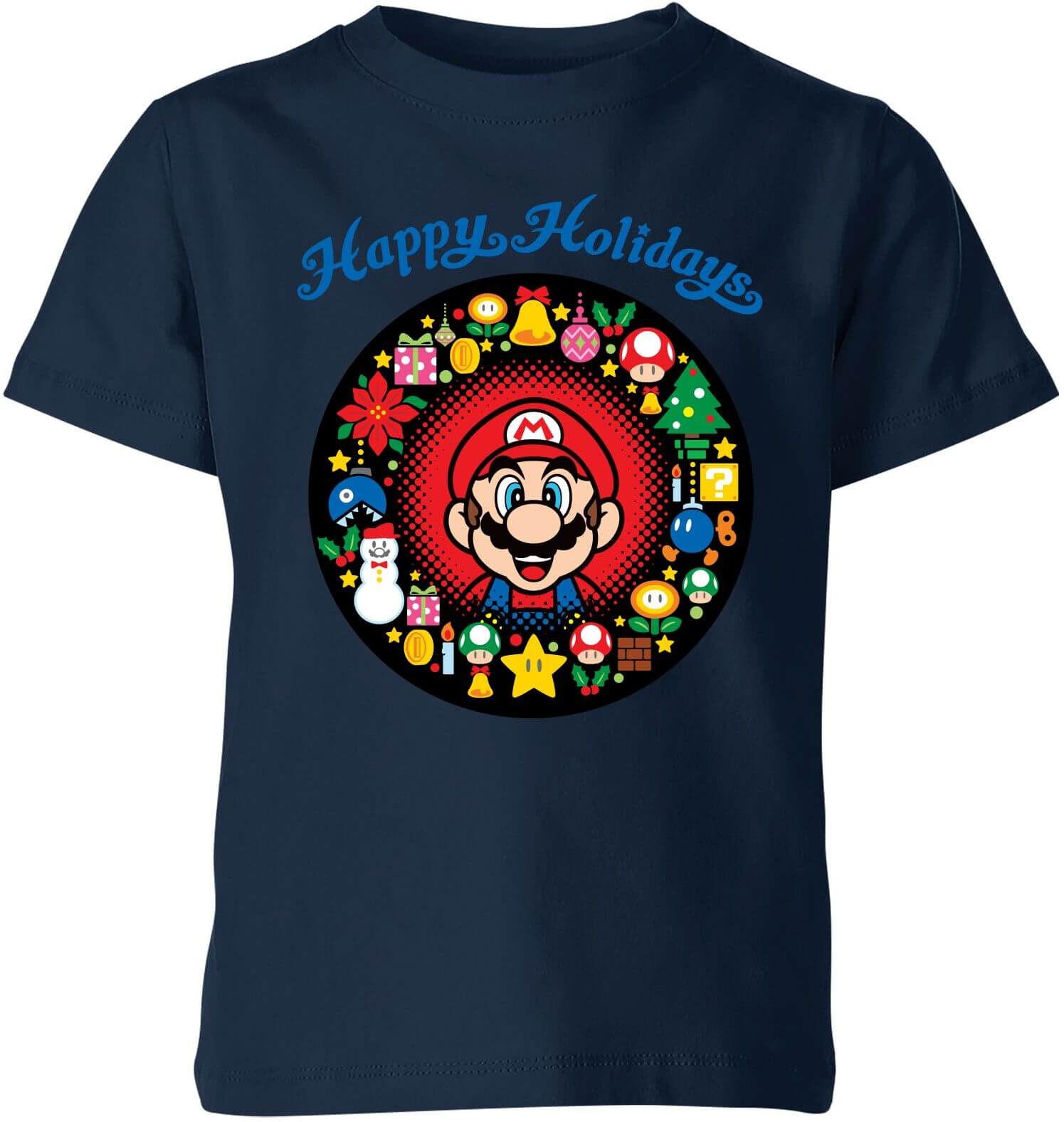 Nintendo Super Mario Mario Happy Holidays Kid's T-Shirt - Navy - 5-6 Years - Navy Nintendo Super Mario Mario Happy Holidays Kid's T-Shirt - Navy - 5-6 Years - Navy