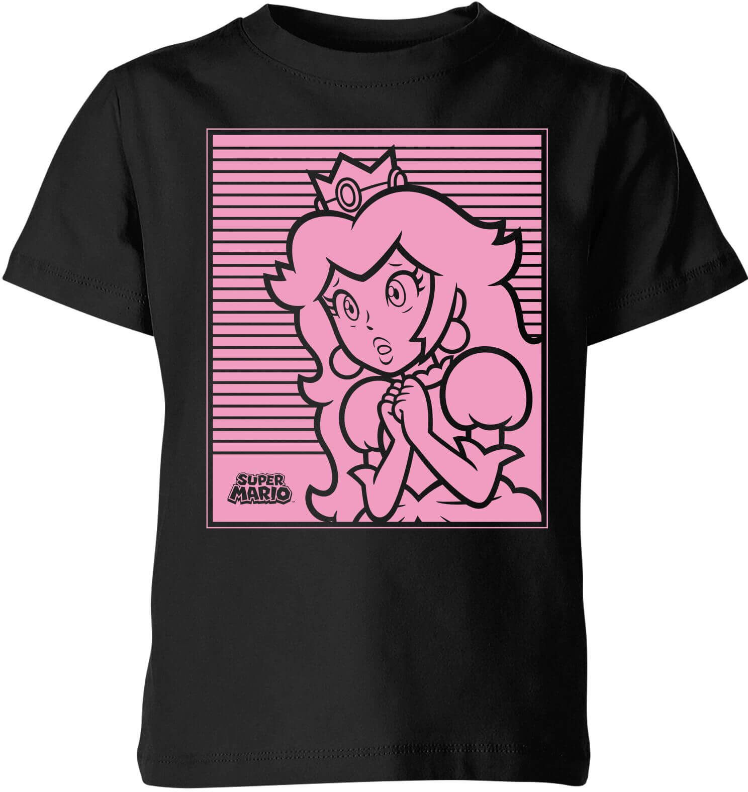 Nintendo Super Mario Princess Peach Retro Line Art Kid's T-Shirt - Black - 3-4 Years - Black Nintendo Super Mario Princess Peach Retro Line Art Kid's T-Shirt - Black - 3-4 Years - Black