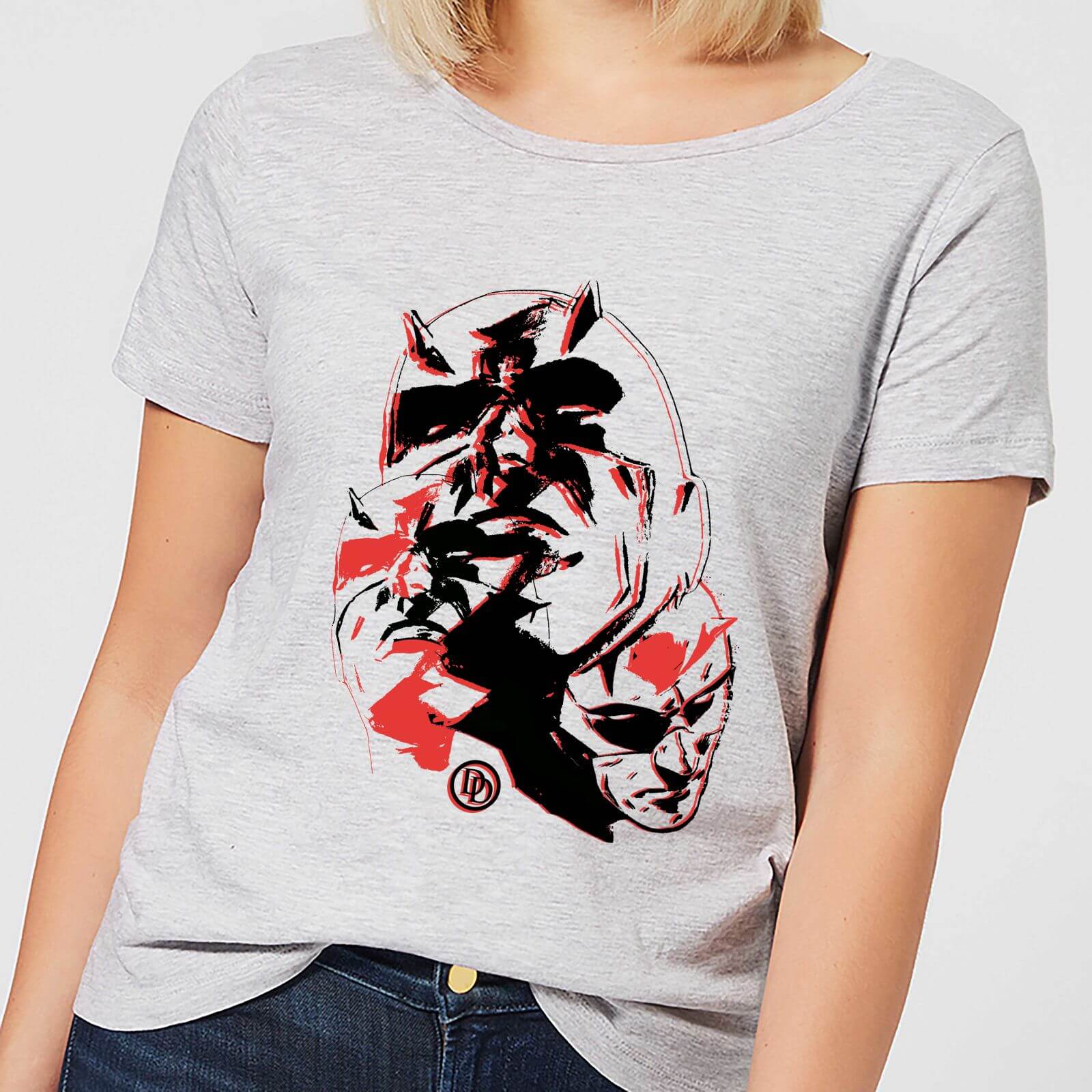 Marvel Knights Daredevil Layered Faces Women's T-Shirt - Grey - S - Grey Marvel Knights Daredevil Layered Faces Women's T-Shirt - Grey - S - Grey