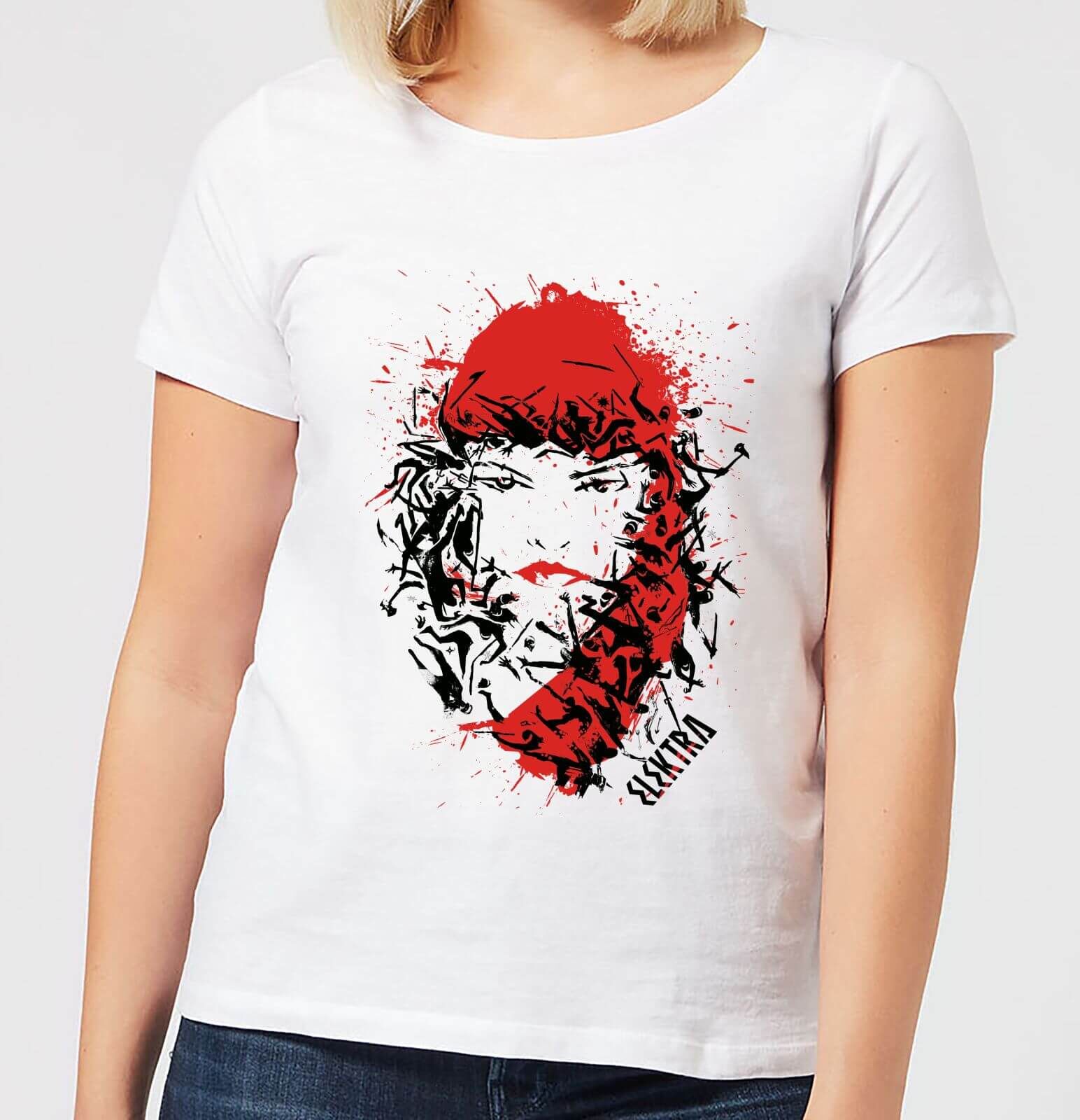 Marvel Knights Elektra Face Of Death Women's T-Shirt - White - S - White Marvel Knights Elektra Face Of Death Women's T-Shirt - White - S - White