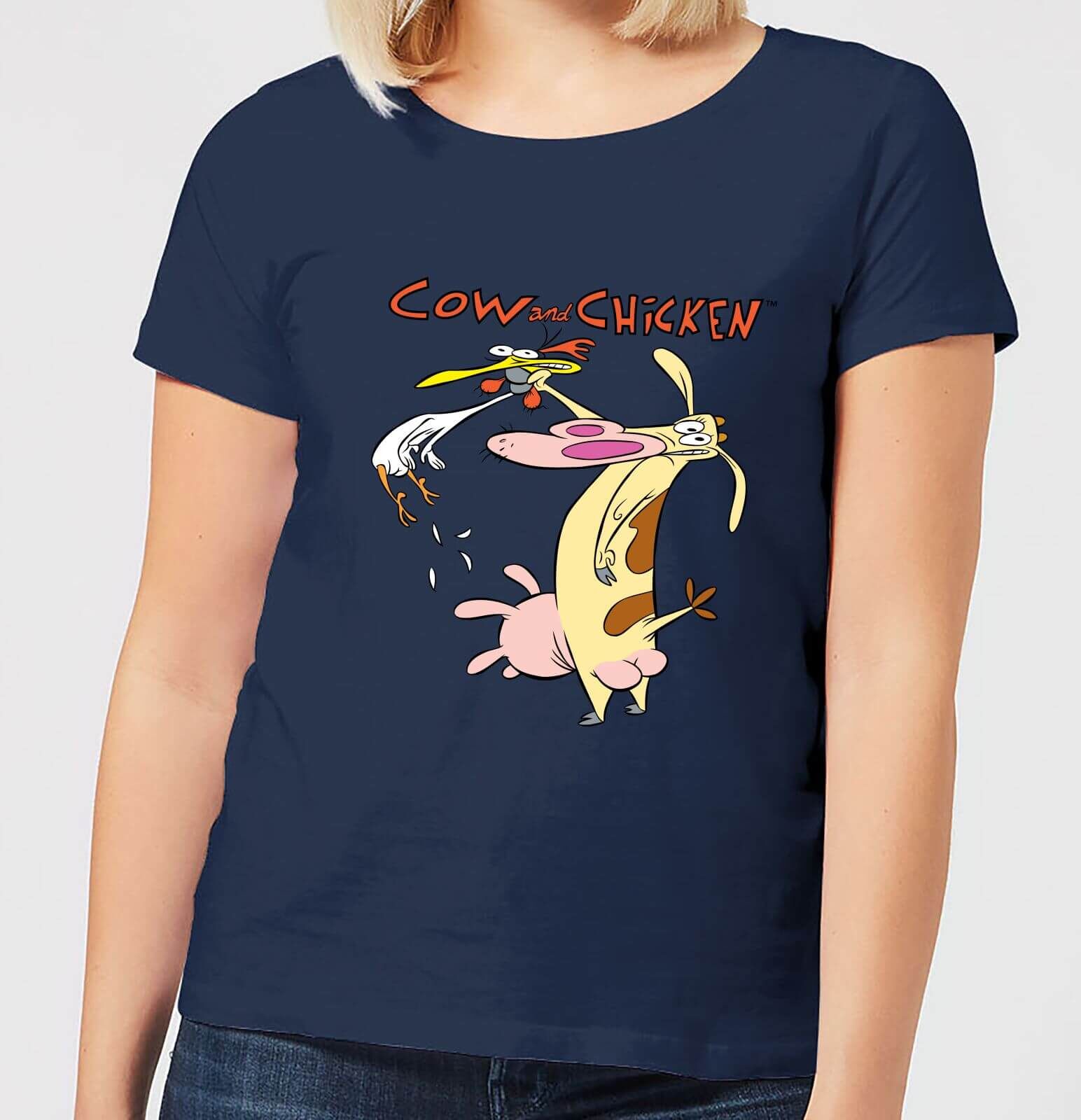 Cartoon Network Cow and Chicken Characters Women's T-Shirt - Navy - XL - Navy Cartoon Network Cow and Chicken Characters Women's T-Shirt - Navy - XL - Navy