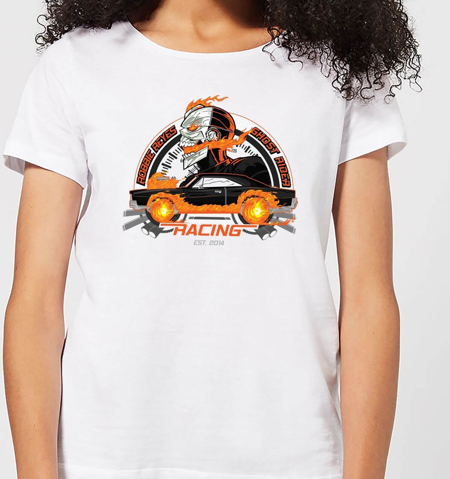 Marvel Ghost Rider Robbie Reyes Racing Women's T-Shirt - White - 4XL - White Marvel Ghost Rider Robbie Reyes Racing Women's T-Shirt - White - 4XL - White