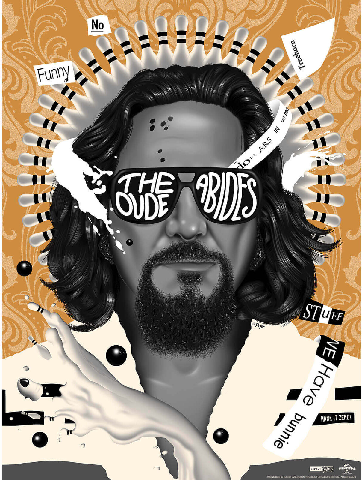 Zavvi Gallery Big Lebowski The Dude Abides Variant Screenprint by Doaly - Zavvi Exclusive