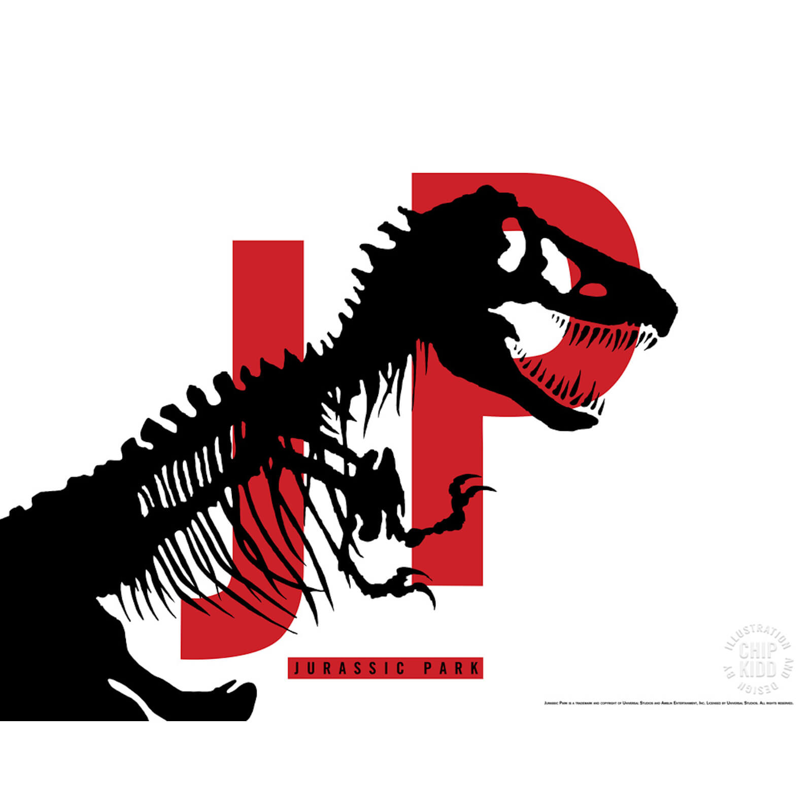 Zavvi Gallery Jurassic Park Original Logo Screenprint with Letterpress by Chip Kidd - White