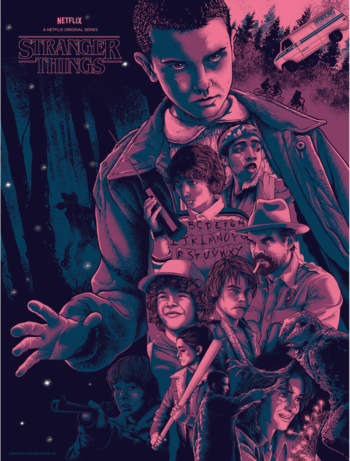 Zavvi Gallery Stranger Things Screenprint Art by Nos4a2 Zavvi Gallery Stranger Things Screenprint Art by Nos4a2