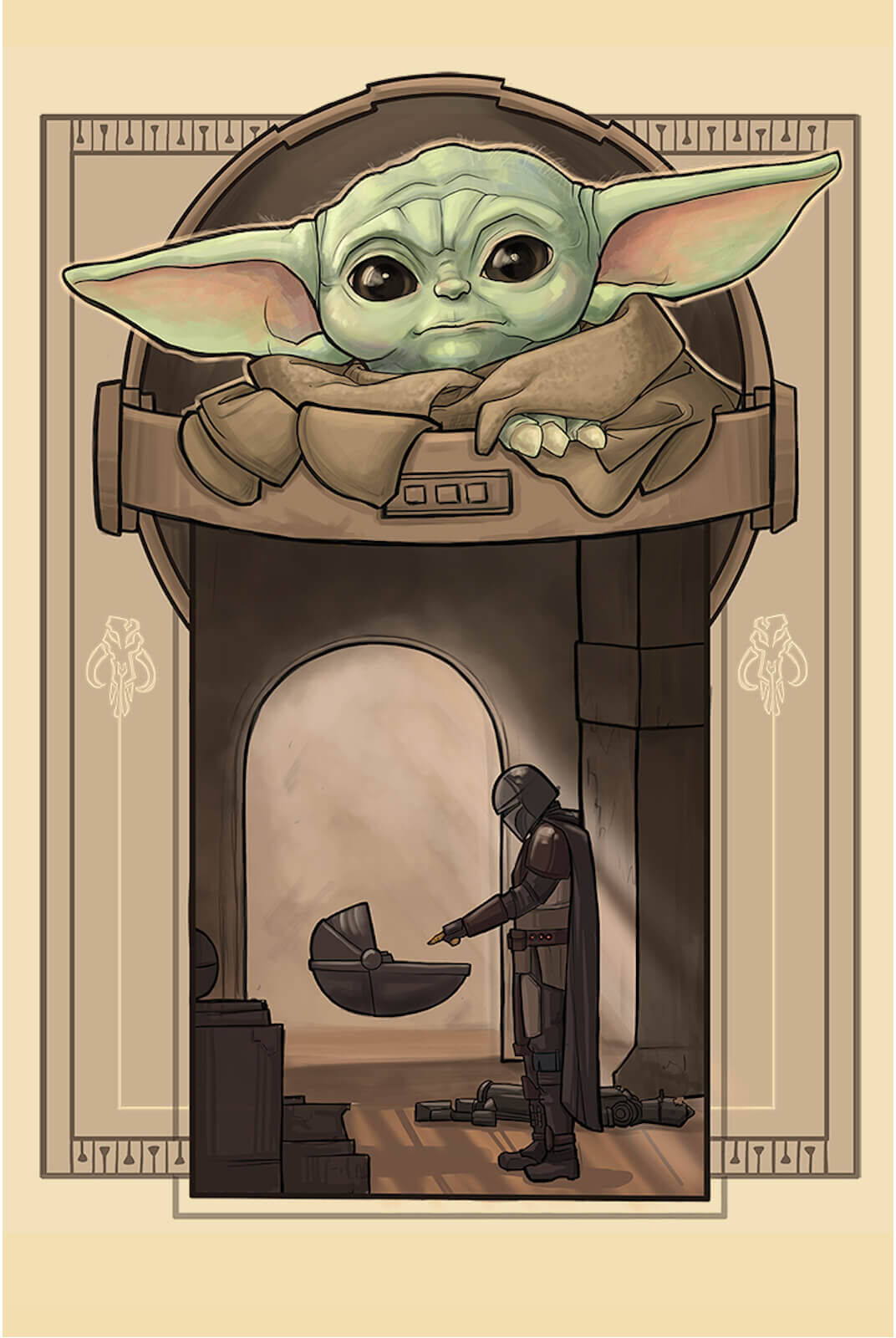 Zavvi Gallery Star Wars The Mandalorian First Sight Lithograph by Karen Hallion Zavvi Gallery Star Wars The Mandalorian First Sight Lithograph by Karen Hallion