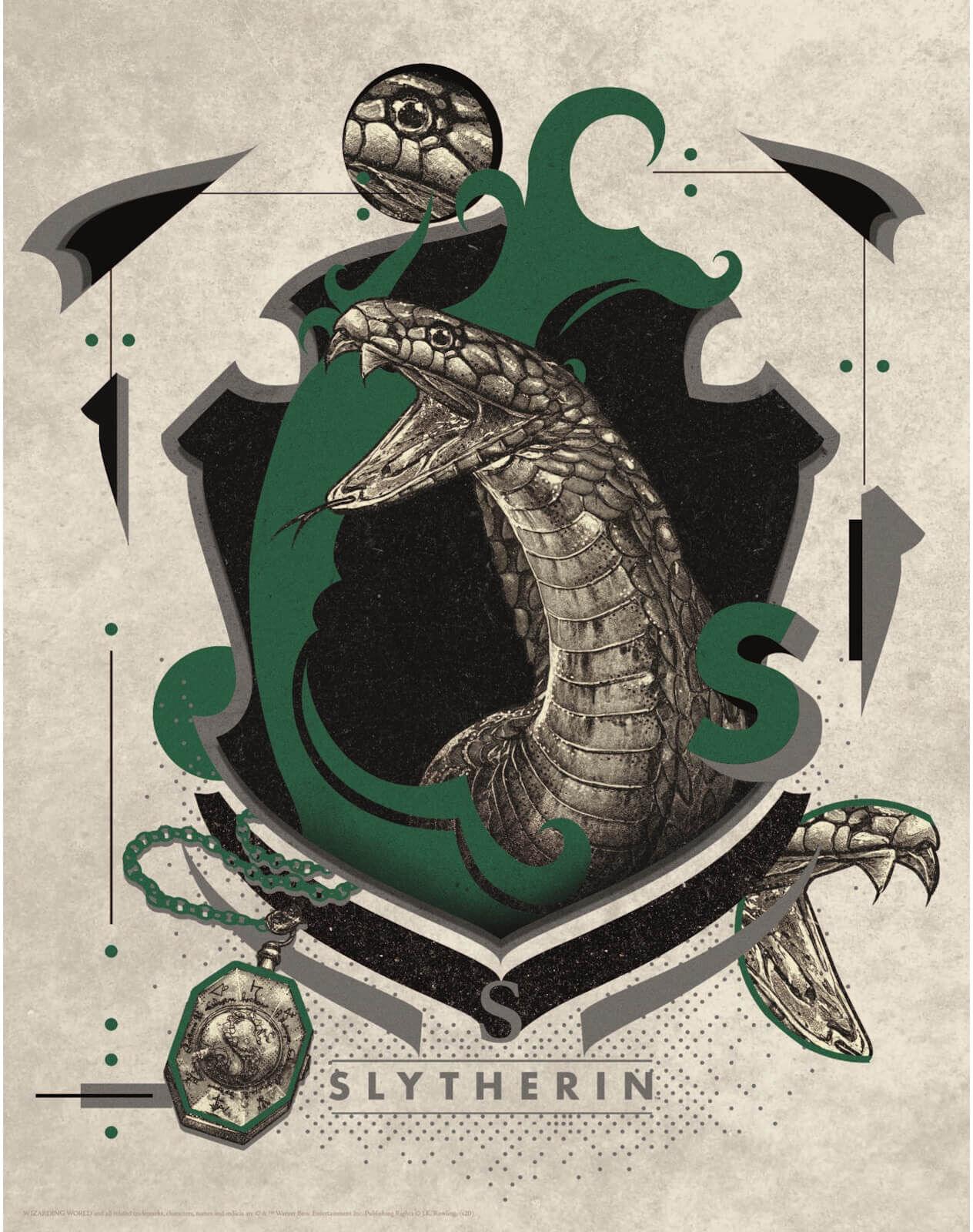 Harry Potter Art Print : Slytherin Crest Harry Potter Art Print : Slytherin Crest