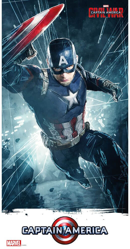 SD Toys Captain America Civil War Glass Poster - Captain America (60 x 30cm) SD Toys Captain America Civil War Glass Poster - Captain America (60 x 30cm)