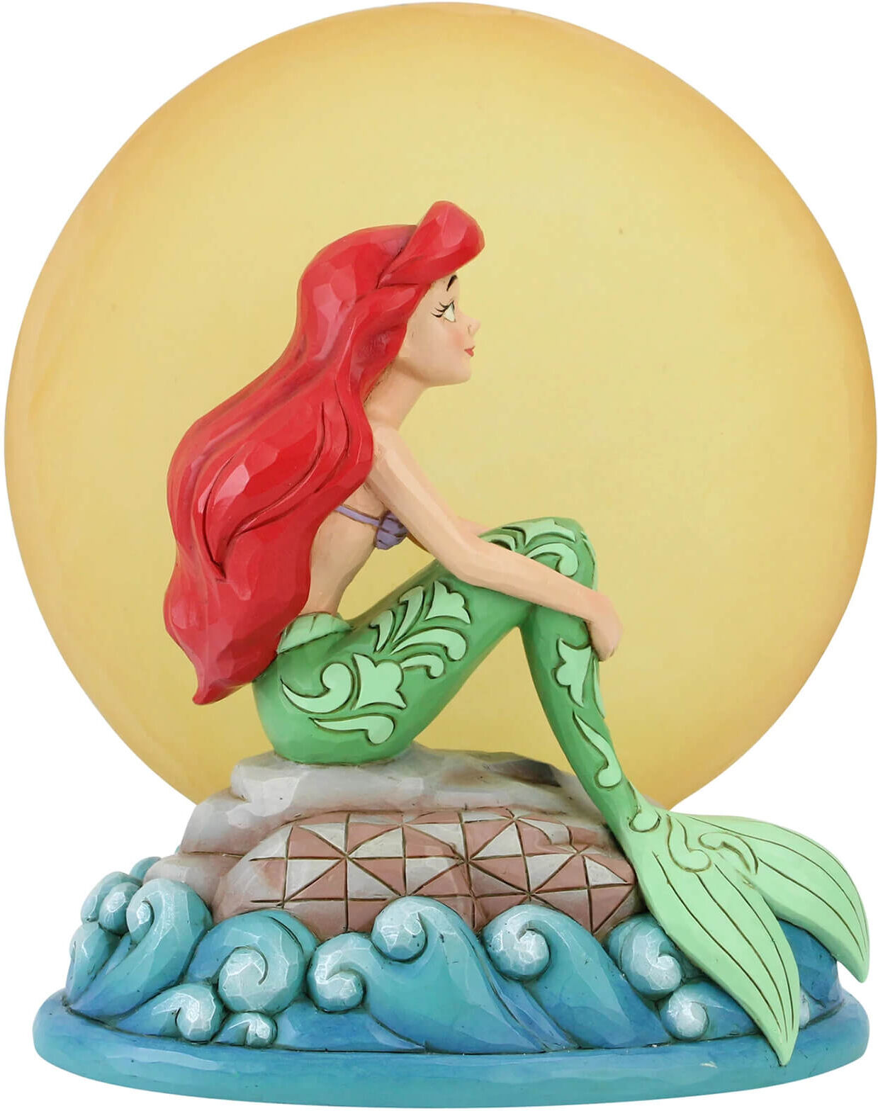 Enesco Disney Traditions - Mermaid by Moonlight (Ariel Sitting on a Rock with Light up Moon Figurine)