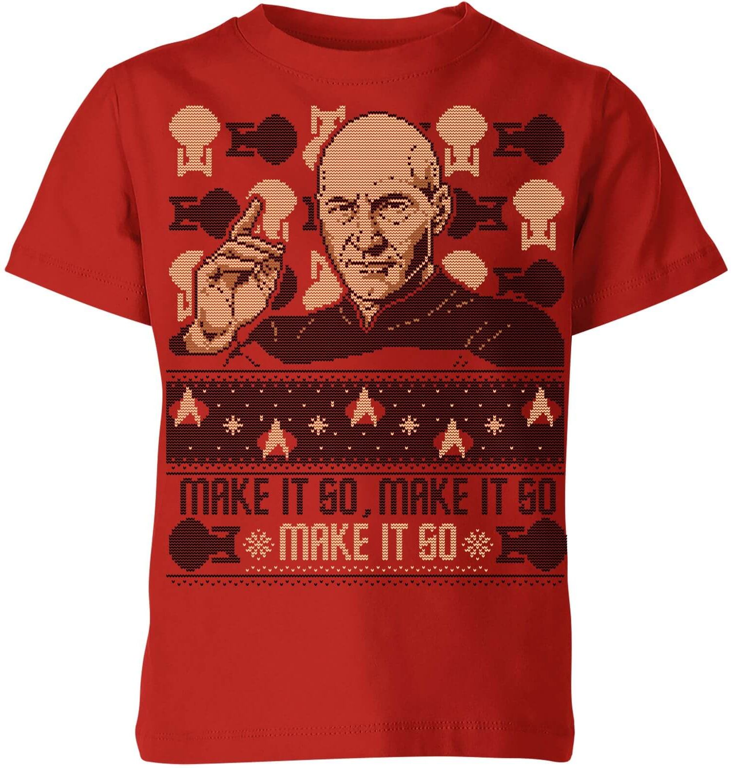 Star Trek: The Next Generation Make It So Kids' Christmas T-Shirt - Red - 5-6 Years - Red Star Trek: The Next Generation Make It So Kids' Christmas T-Shirt - Red - 5-6 Years - Red