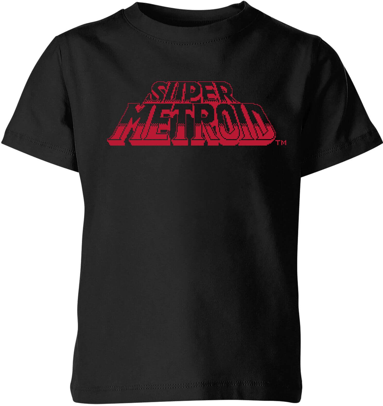 Nintendo Super Metroid Retro Logo Kid's T-Shirt - Black - 11-12 Years - Black Nintendo Super Metroid Retro Logo Kid's T-Shirt - Black - 11-12 Years - Black