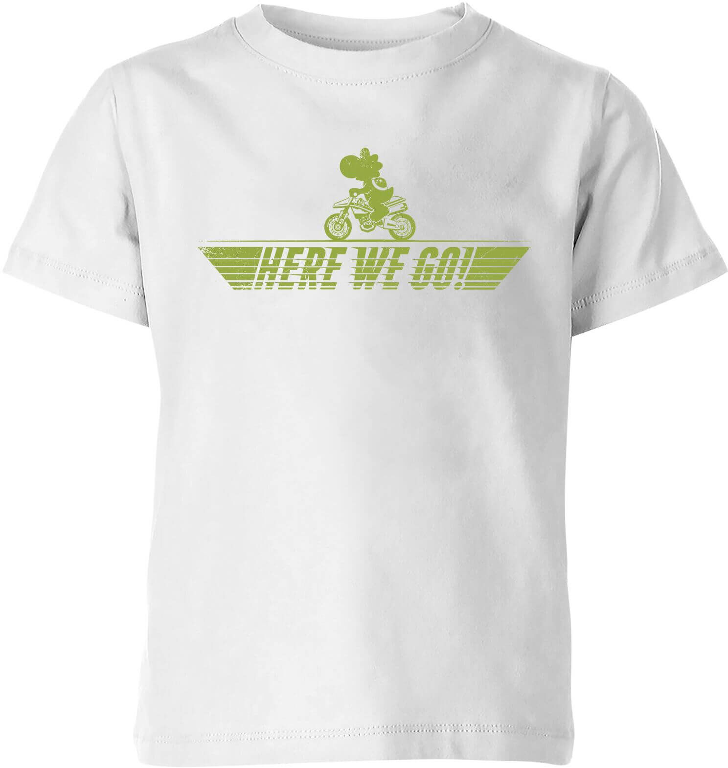 Nintendo Mario Kart Yoshi Here We Go Kid's T-Shirt - White - 5-6 Years - White Nintendo Mario Kart Yoshi Here We Go Kid's T-Shirt - White - 5-6 Years - White
