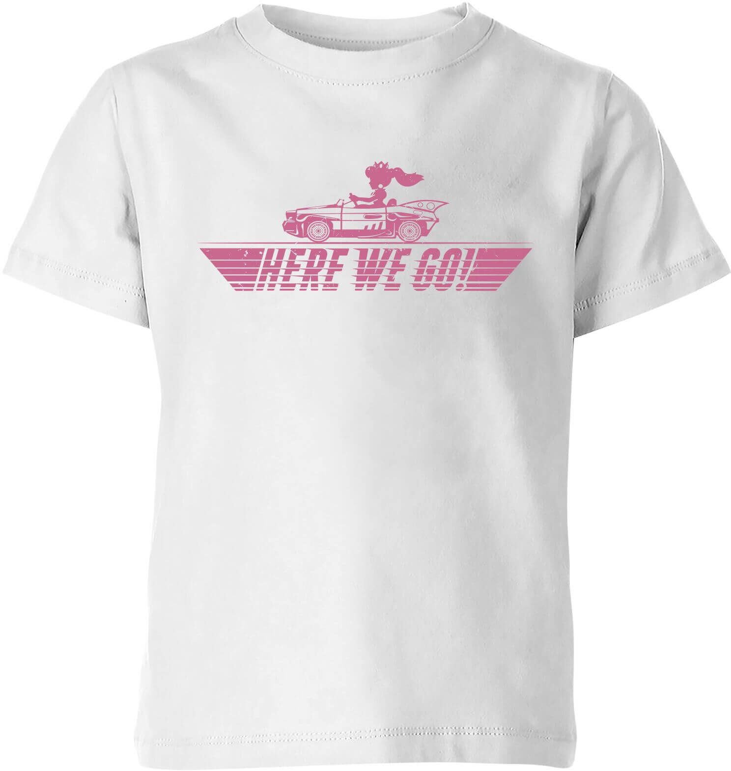 Nintendo Mario Kart Here We Go Peach Kid's T-Shirt - White - 3-4 Years - White Nintendo Mario Kart Here We Go Peach Kid's T-Shirt - White - 3-4 Years - White