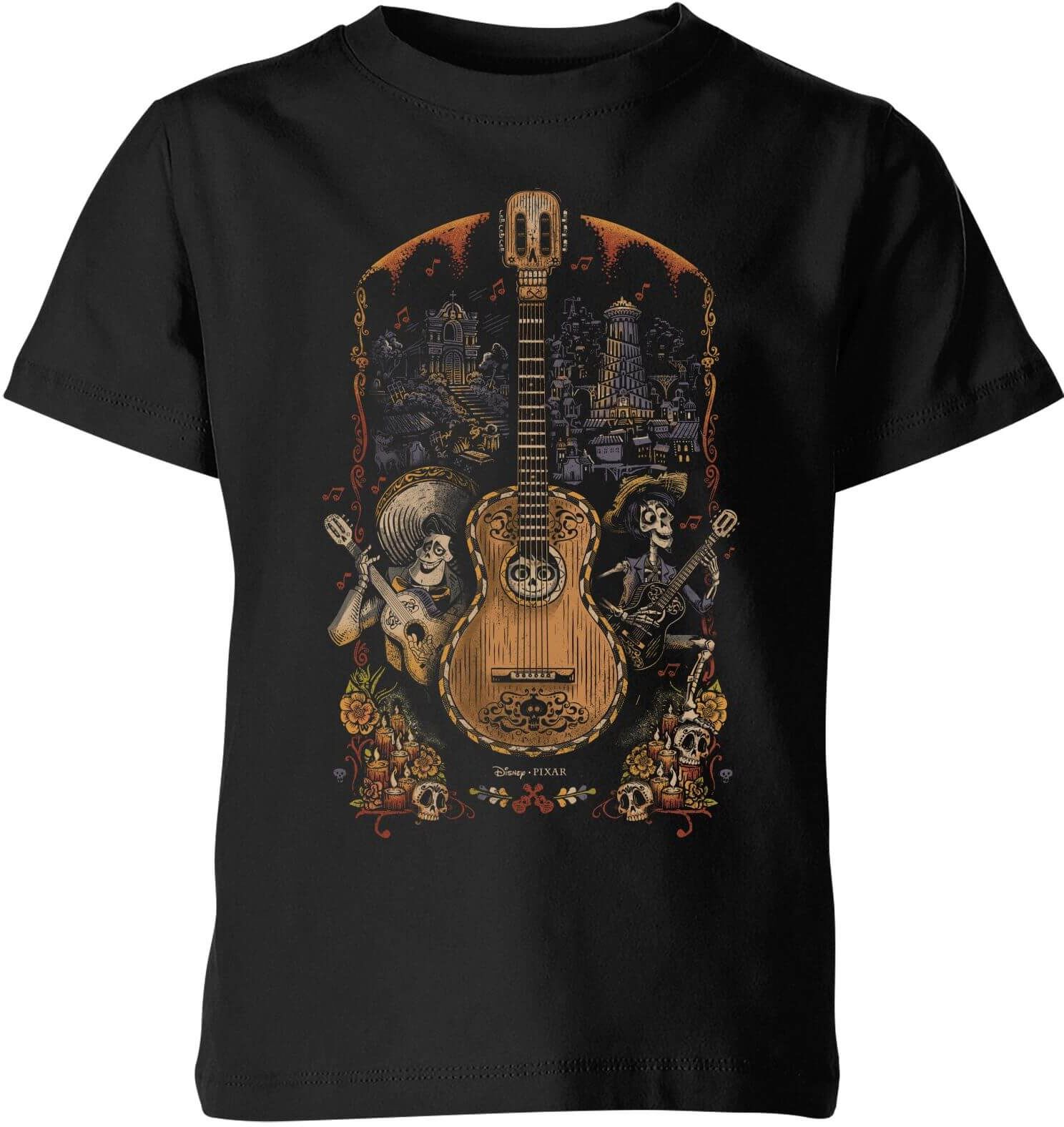 Pixar Coco Guitar Poster Kids' T-Shirt - Black - 7-8 Years - Black Pixar Coco Guitar Poster Kids' T-Shirt - Black - 7-8 Years - Black