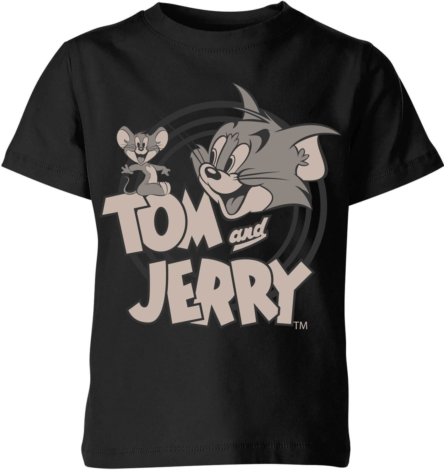 Tom & Jerry Circle Kids' T-Shirt - Black - 9-10 Years - Black Tom & Jerry Circle Kids' T-Shirt - Black - 9-10 Years - Black