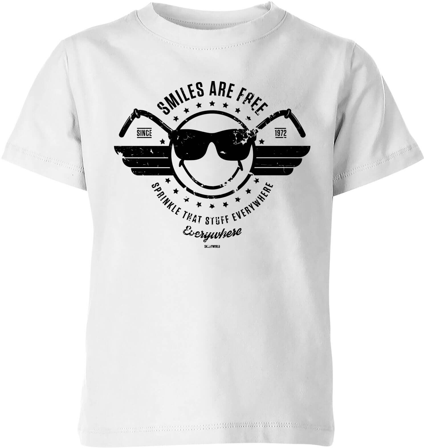 Smiley Smiles Are Free Kids' T-Shirt - White - 3-4 Years - White Smiley Smiles Are Free Kids' T-Shirt - White - 3-4 Years - White