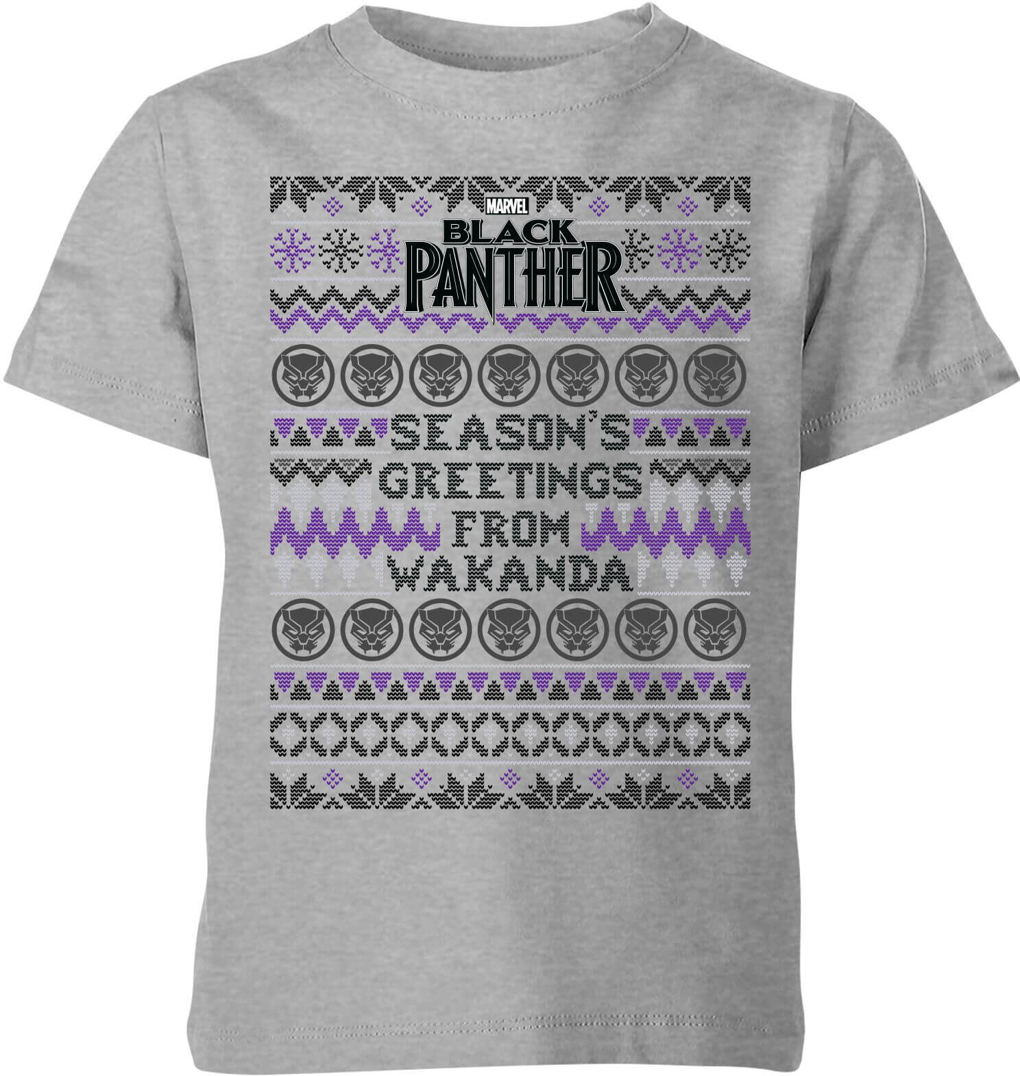 Marvel Avengers Seasons Greetings From Wakanda Kids Christmas T-Shirt - Grey - 7-8 Years - Grey Marvel Avengers Seasons Greetings From Wakanda Kids Christmas T-Shirt - Grey - 7-8 Years - Grey