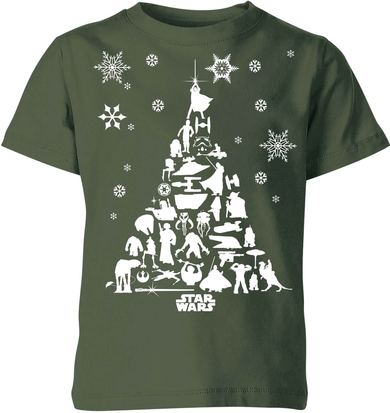 Star Wars Character Christmas Tree Kids' Christmas T-Shirt - Forest Green - 7-8 Years - Forest Green Star Wars Character Christmas Tree Kids' Christmas T-Shirt - Forest Green - 7-8 Years - Forest Green
