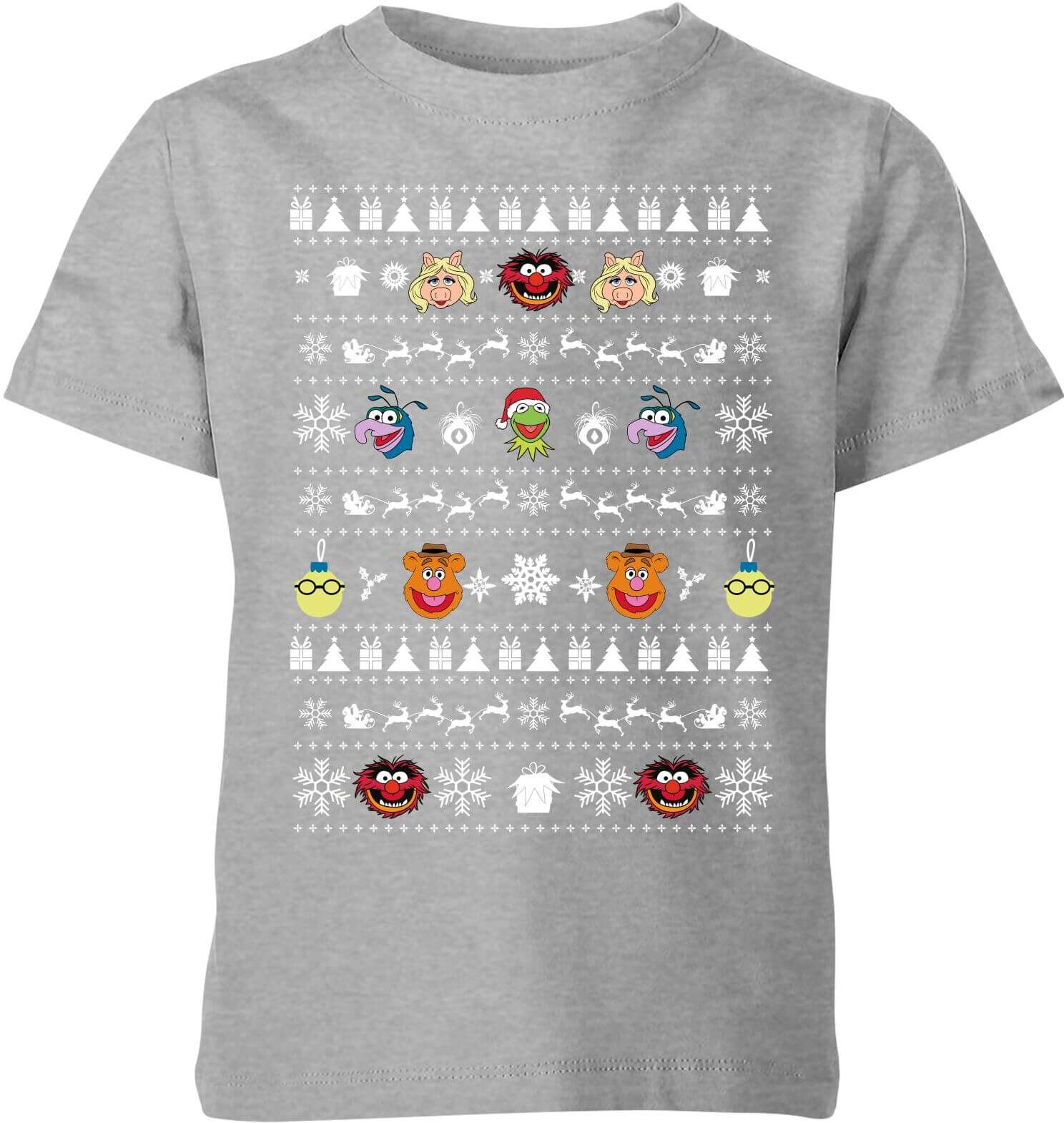 Disney Muppets Pattern Kids' Christmas T-Shirt - Grey - 9-10 Years - Grey Disney Muppets Pattern Kids' Christmas T-Shirt - Grey - 9-10 Years - Grey