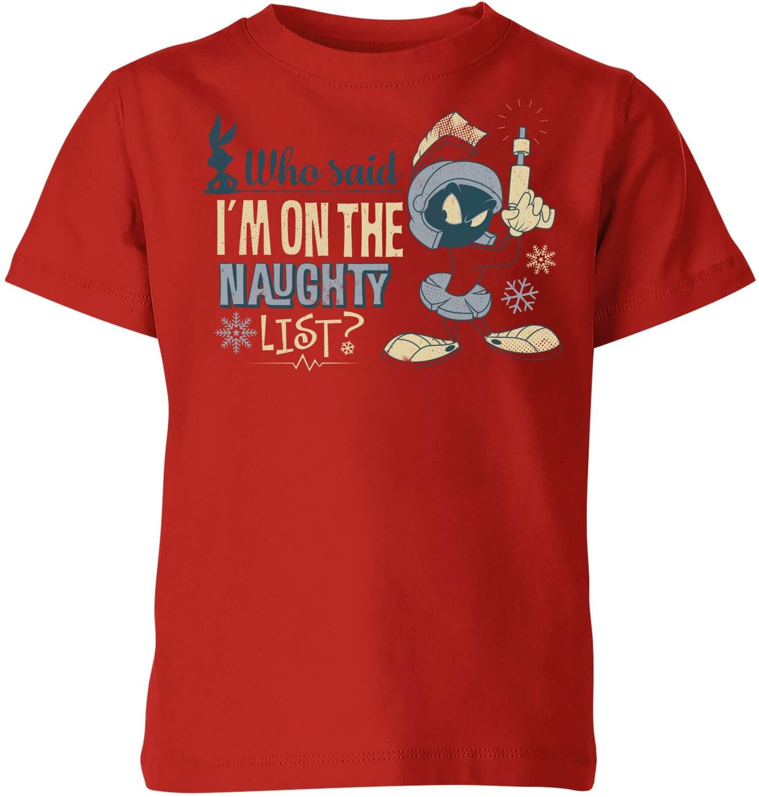 Looney Tunes Martian Who Said Im On The Naughty List Kids' Christmas T-Shirt - Red - 3-4 Years - Red Looney Tunes Martian Who Said Im On The Naughty List Kids' Christmas T-Shirt - Red - 3-4 Years - Red