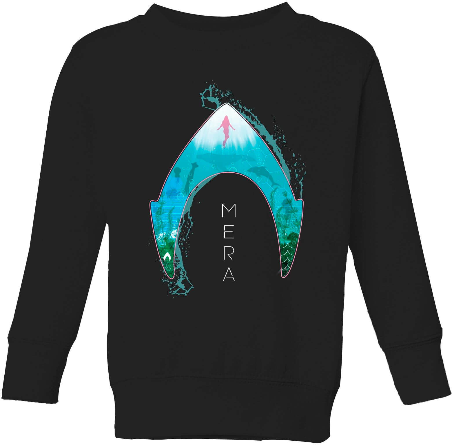 DC Comics Aquaman Mera Logo Kids' Sweatshirt - Black - 7-8 Years - Black DC Comics Aquaman Mera Logo Kids' Sweatshirt - Black - 7-8 Years - Black