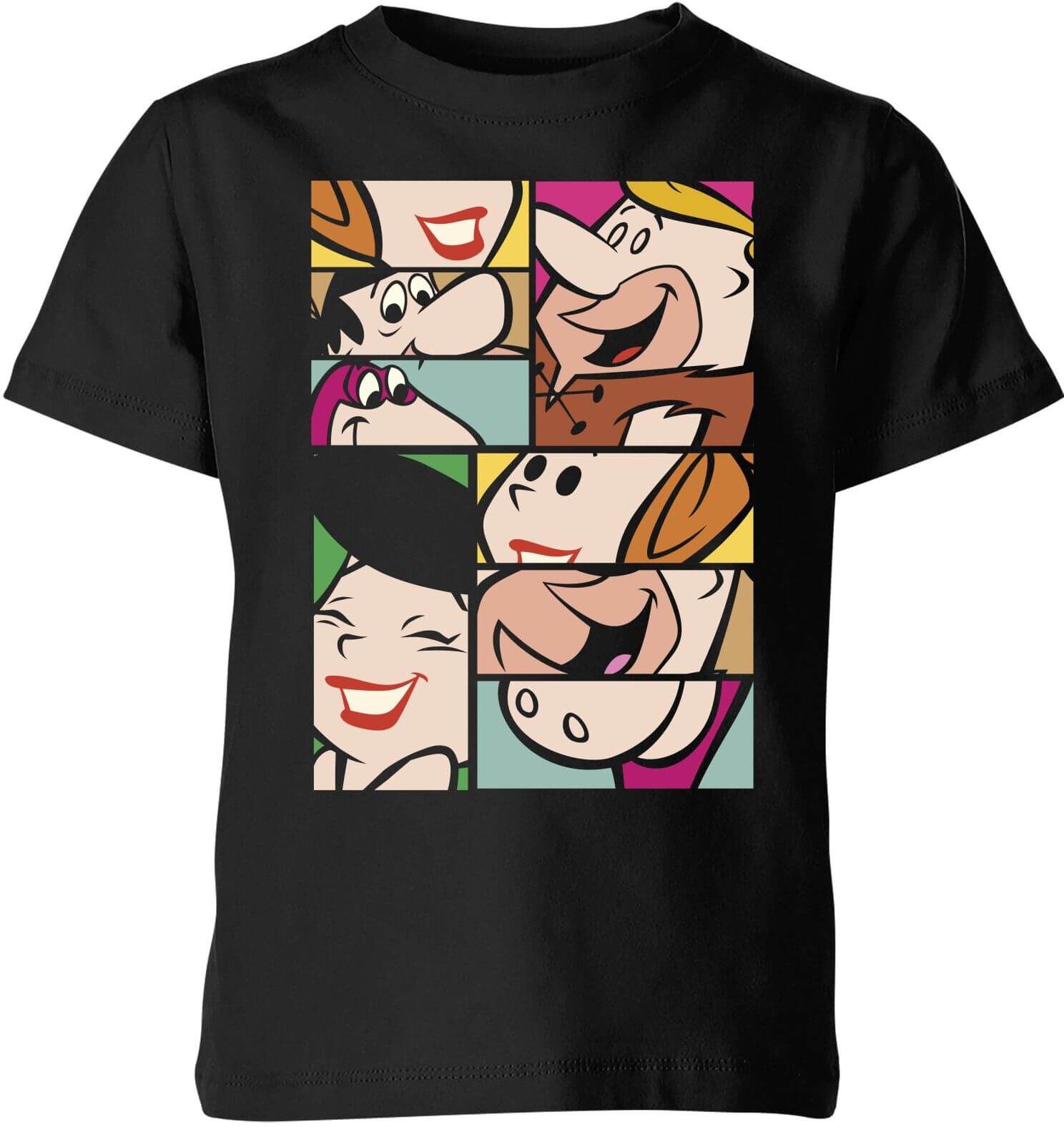 Hanna Barbera The Flintstones Cartoon Squares Kids' T-Shirt - Black - 11-12 Years - Black Hanna Barbera The Flintstones Cartoon Squares Kids' T-Shirt - Black - 11-12 Years - Black