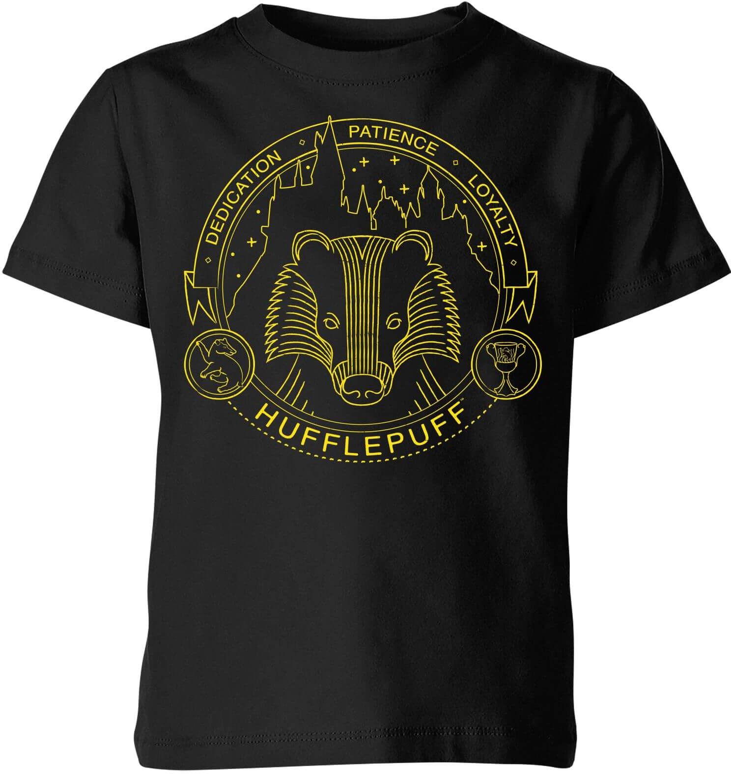 Harry Potter Hufflepuff Badger Badge Kids' T-Shirt - Black - 9-10 Years - Black Harry Potter Hufflepuff Badger Badge Kids' T-Shirt - Black - 9-10 Years - Black