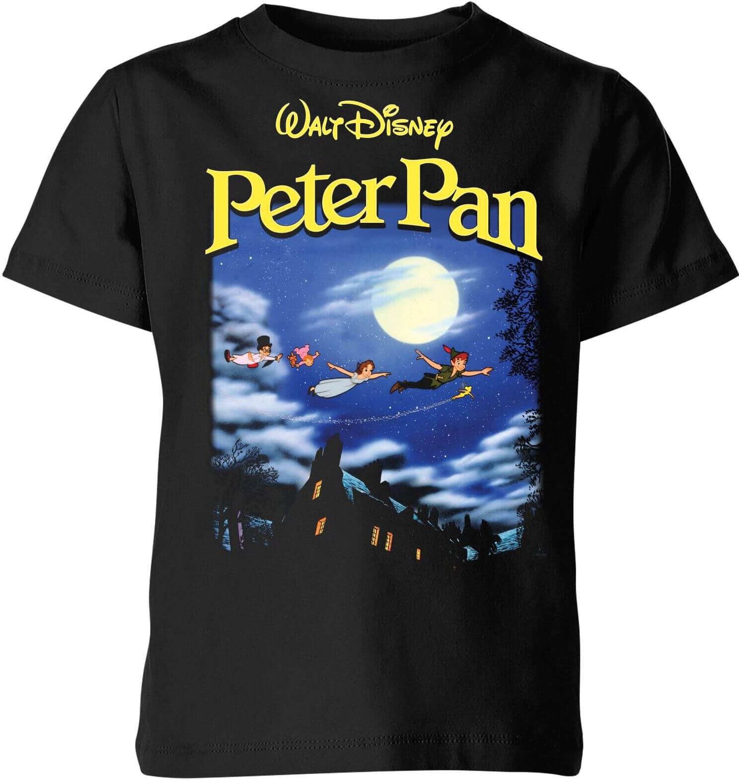 Disney Peter Pan Cover Kids' T-Shirt - Black - 7-8 Years - Black