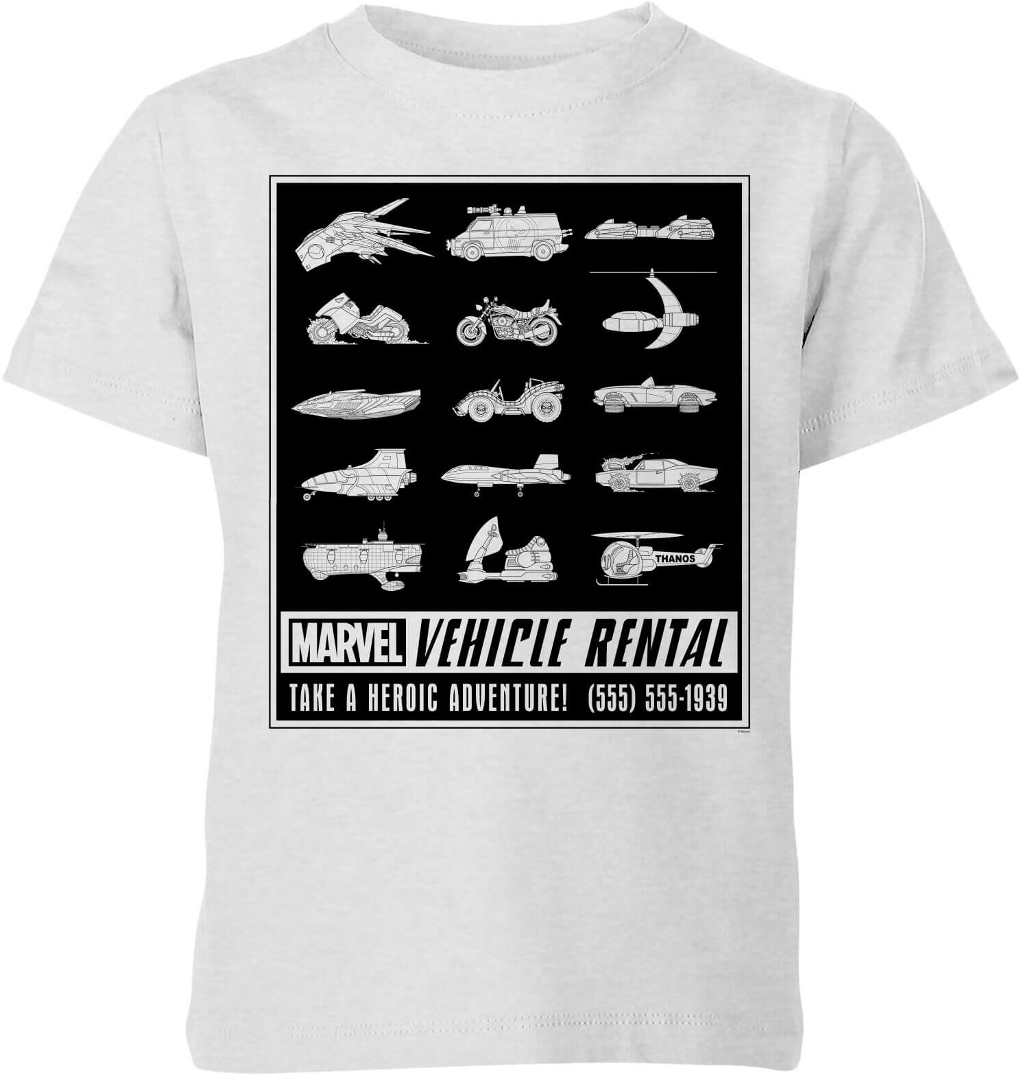 Marvel Vehicle Rentals Mono Kids' T-Shirt - Grey - 9-10 Years - Grey Marvel Vehicle Rentals Mono Kids' T-Shirt - Grey - 9-10 Years - Grey