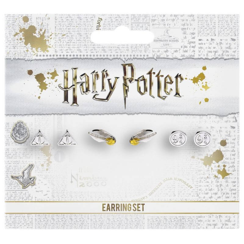 Harry Potter Stud Earring Set Deathly Hallows/ Golden Snitch/ Platform