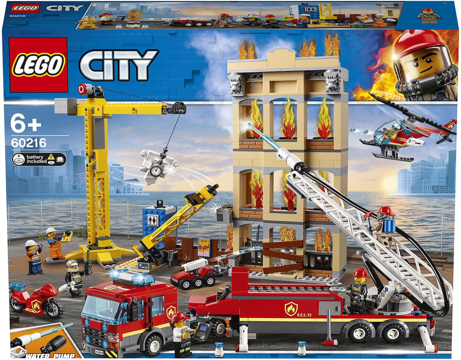 Lego City: Downtown Fire Brigade Crane Truck Copter Set (60216)