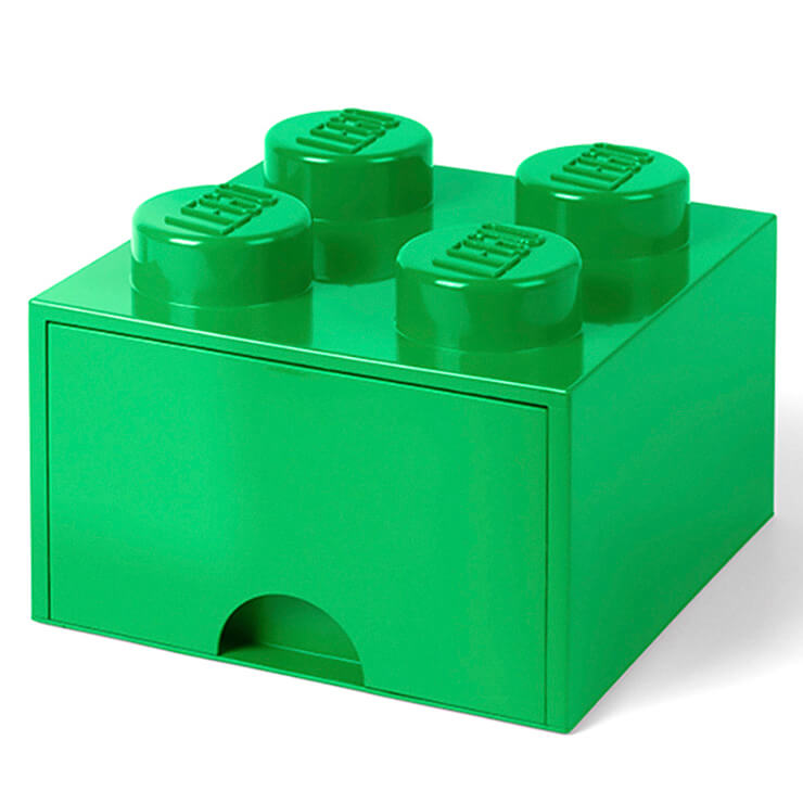 Room Copenhagen LEGO Storage 4 Knob Brick - 1 Drawer (Dark Green)